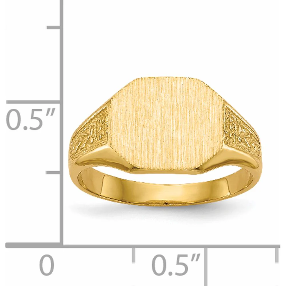 14K Yellow Gold 11x9mm Engravable Satin Finish Signet Ring - Size 6 by Oro Pregiato - Image 5