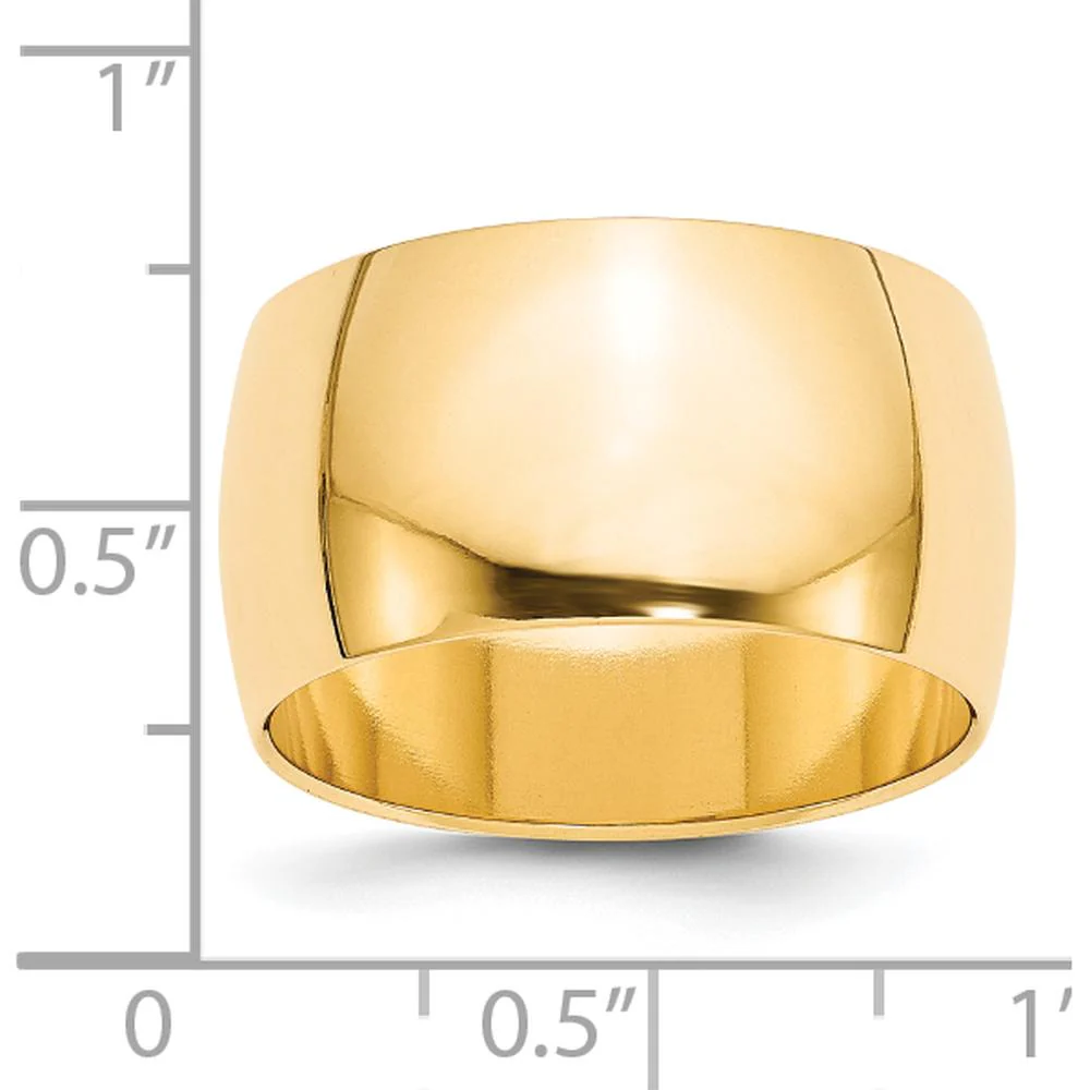 14K Yellow Gold 12mm Half Round Wedding Band - Size 10 by Luciano & Cie - Image 3