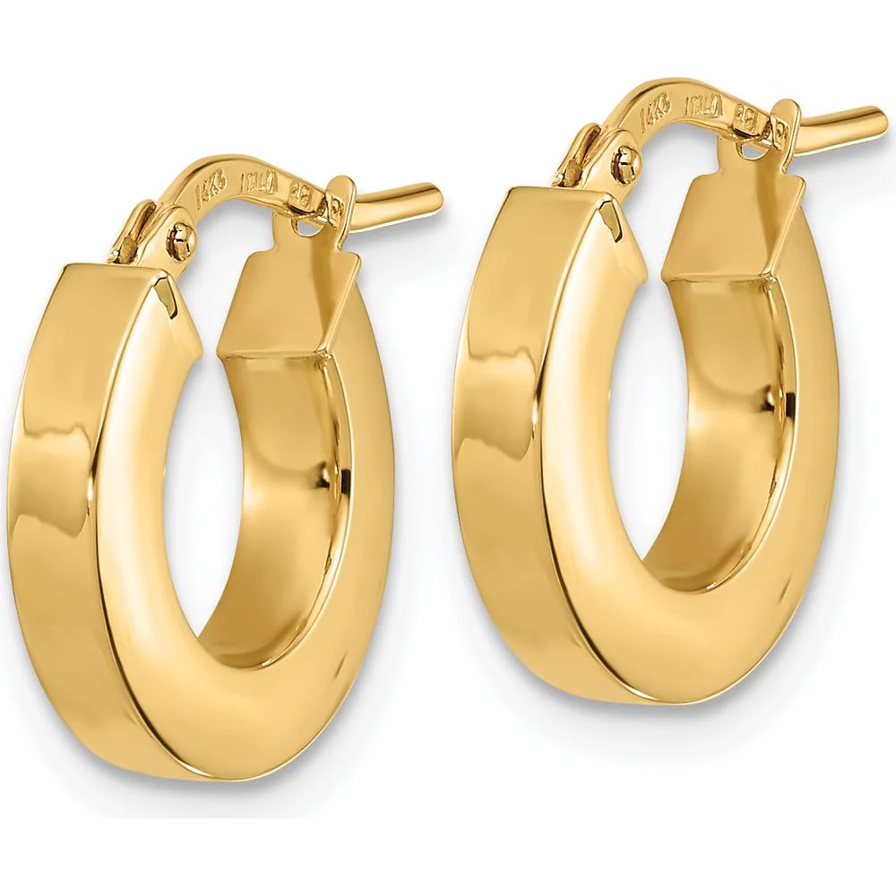 14K Yellow Gold 15mm Polished Square Tube Small Hoop Earrings by Oro Pregiato - Image 2