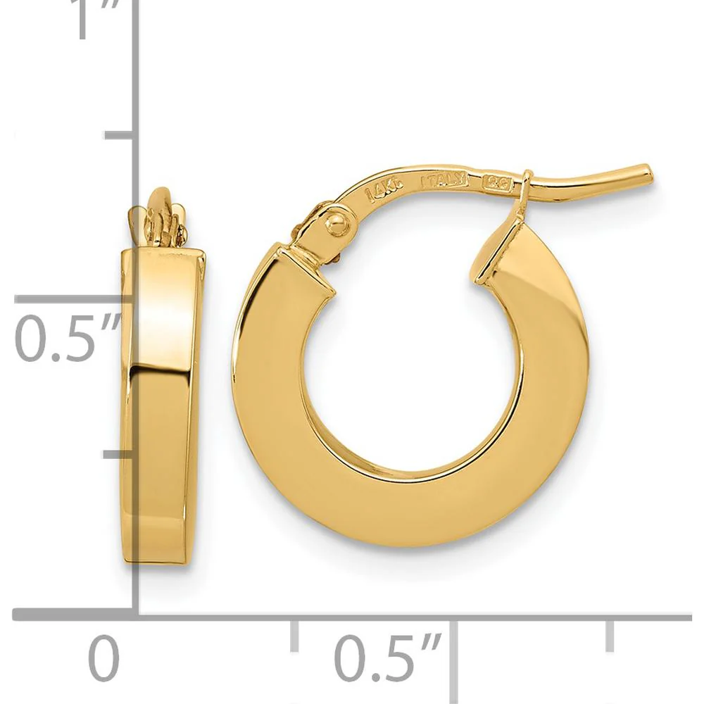14K Yellow Gold 15mm Polished Square Tube Small Hoop Earrings by Oro Pregiato - Image 4