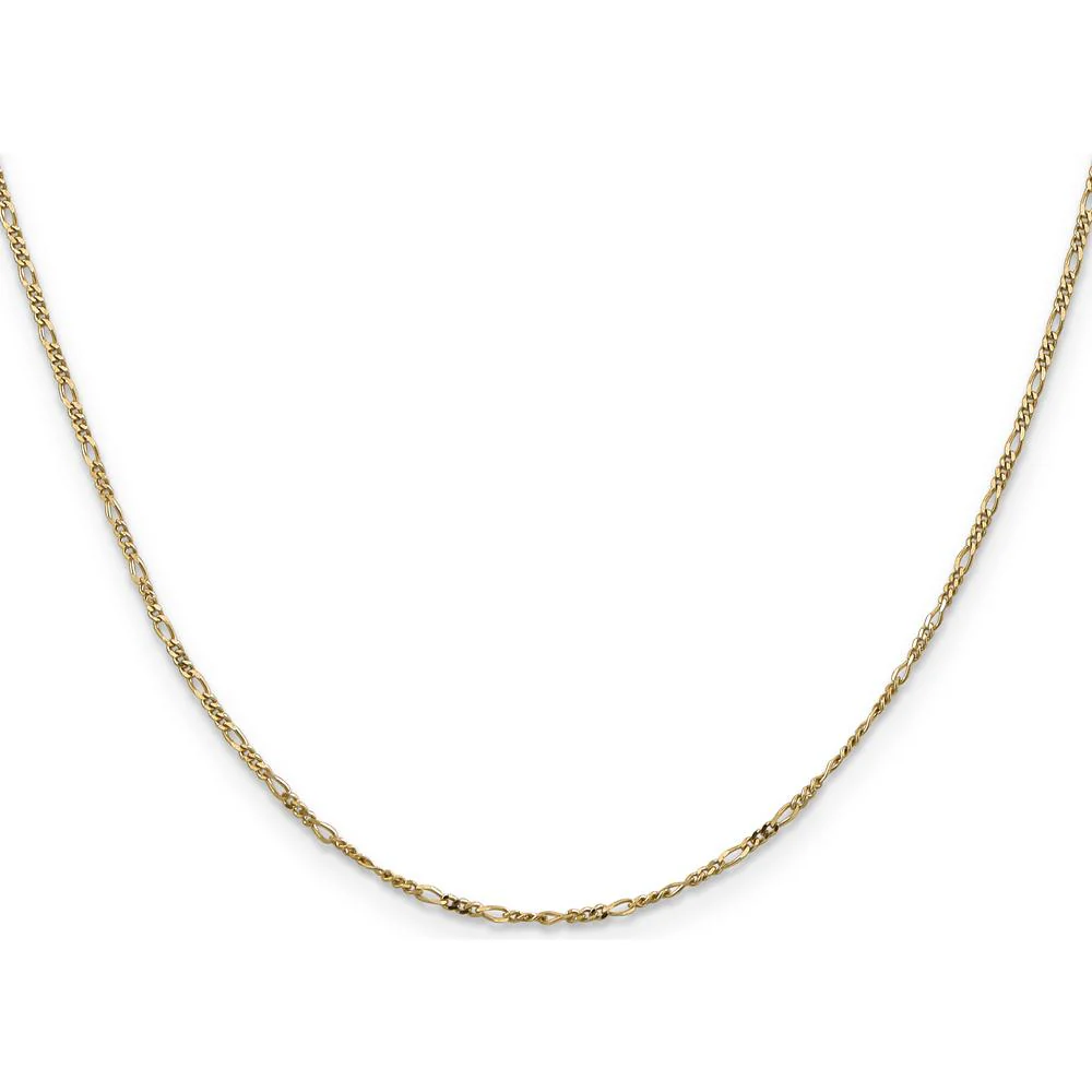 14K Yellow Gold 16" 1.25mm Flat Figaro Chain with Spring Ring Clasp by Oro Pregiato - Image 2