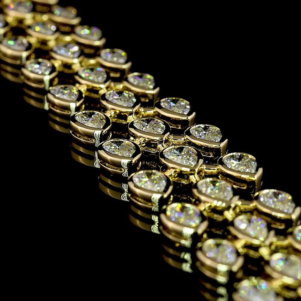 14K Yellow Gold 16.14 Carat East-West Pear Shape Lab Diamond Special Necklace with Bezel Setting - 140 Total Diamond Pieces - Covaloro Fine Jewelry - Image 3