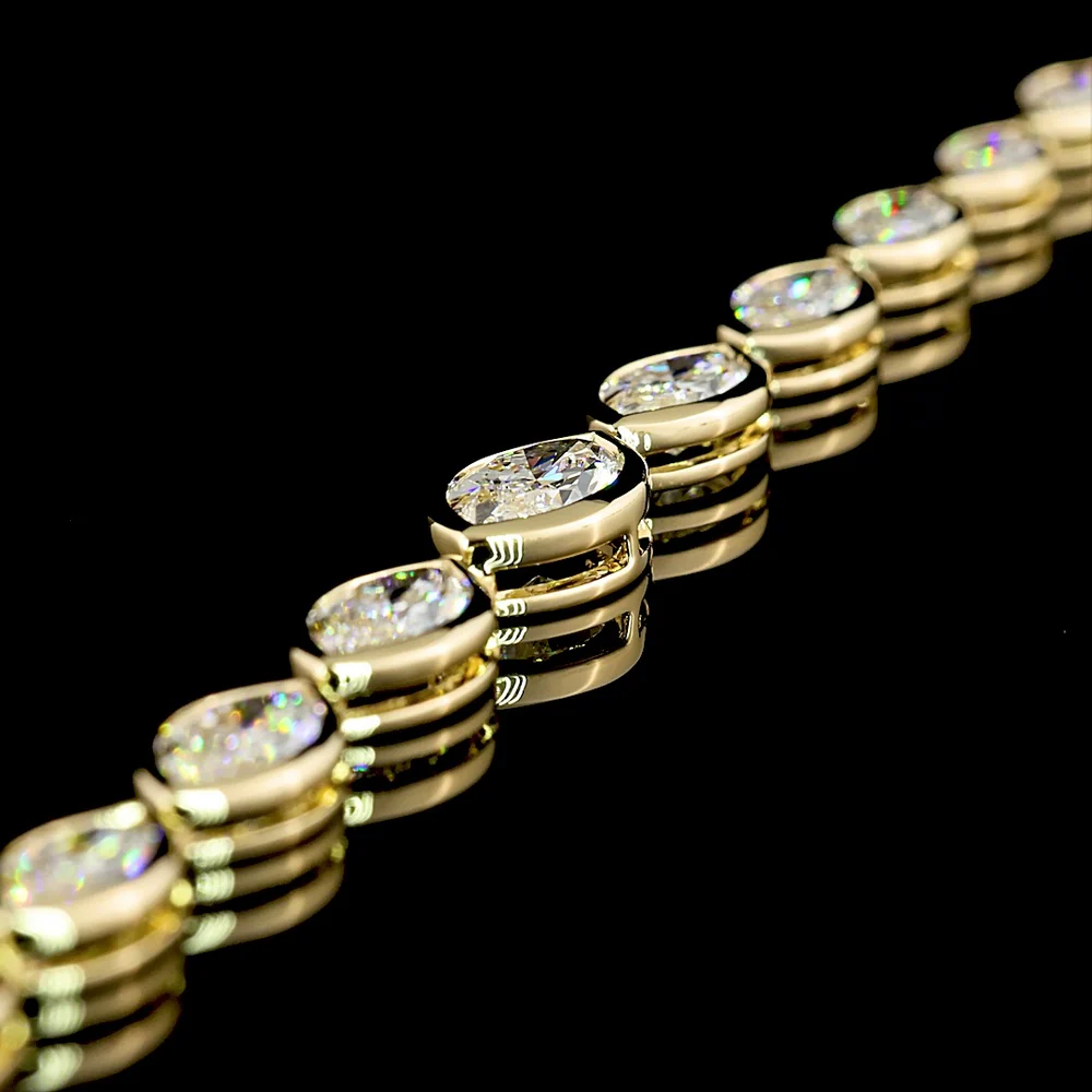 14K Yellow Gold 16.5" Riviera Necklace with Bezel Set Marquise Cut Lab Diamonds, East-West Orientation - 10.08 Carat Total Diamond Weight - Covaloro Fine Jewelry - Image 3