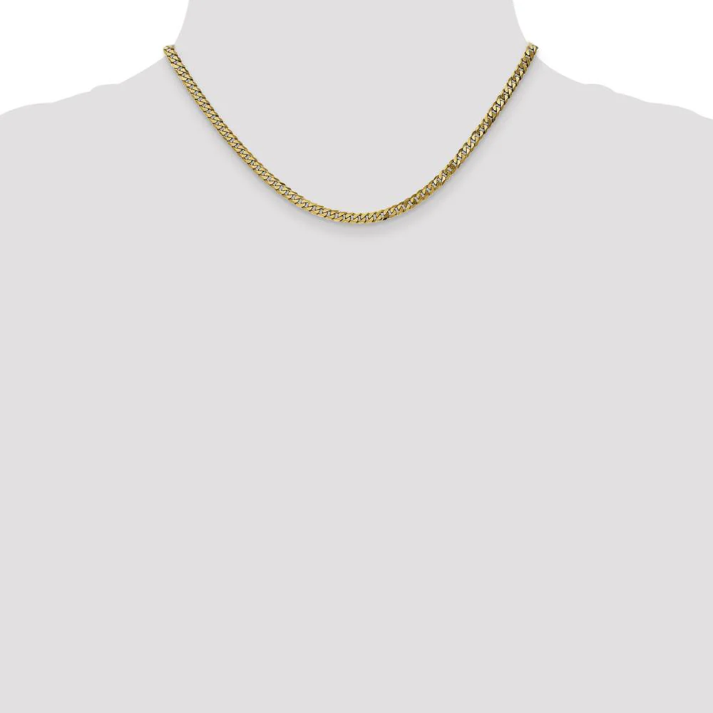 14K Yellow Gold 16" Flat Beveled Curb Chain with Lobster Clasp - 3.9mm Width by Oro Pregiato - Image 4