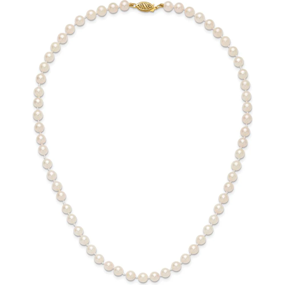 14K Yellow Gold 16" Necklace with 5-6mm Round Akoya Cultured Pearls by Monteluci Fine Jewelry - Image 4