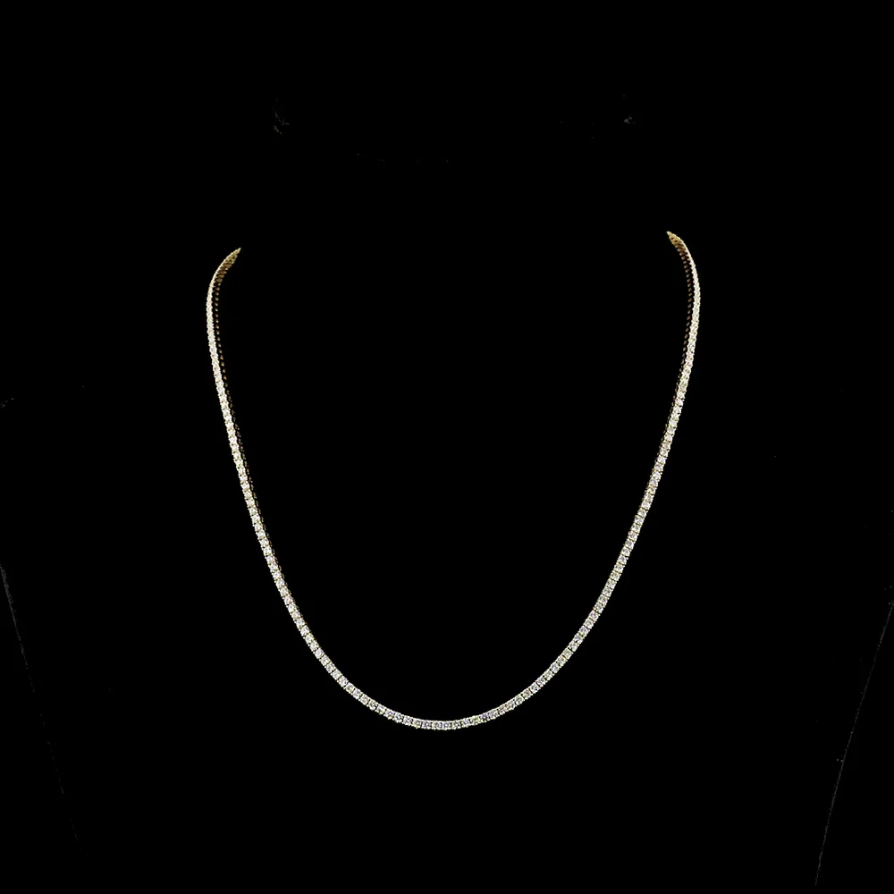 14K Yellow Gold 16" Tennis Necklace with 210 Prong Set Round Lab Diamonds - 4.98 Carats Total Diamond Weight - Covaloro Fine Jewelry