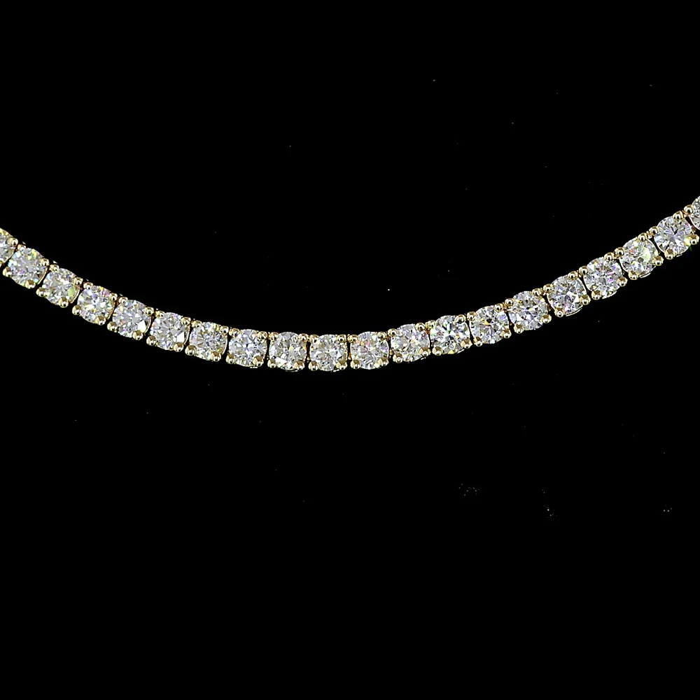 14K Yellow Gold 16" Tennis Necklace with 210 Prong Set Round Lab Diamonds - 4.98 Carats Total Diamond Weight - Covaloro Fine Jewelry - Image 2