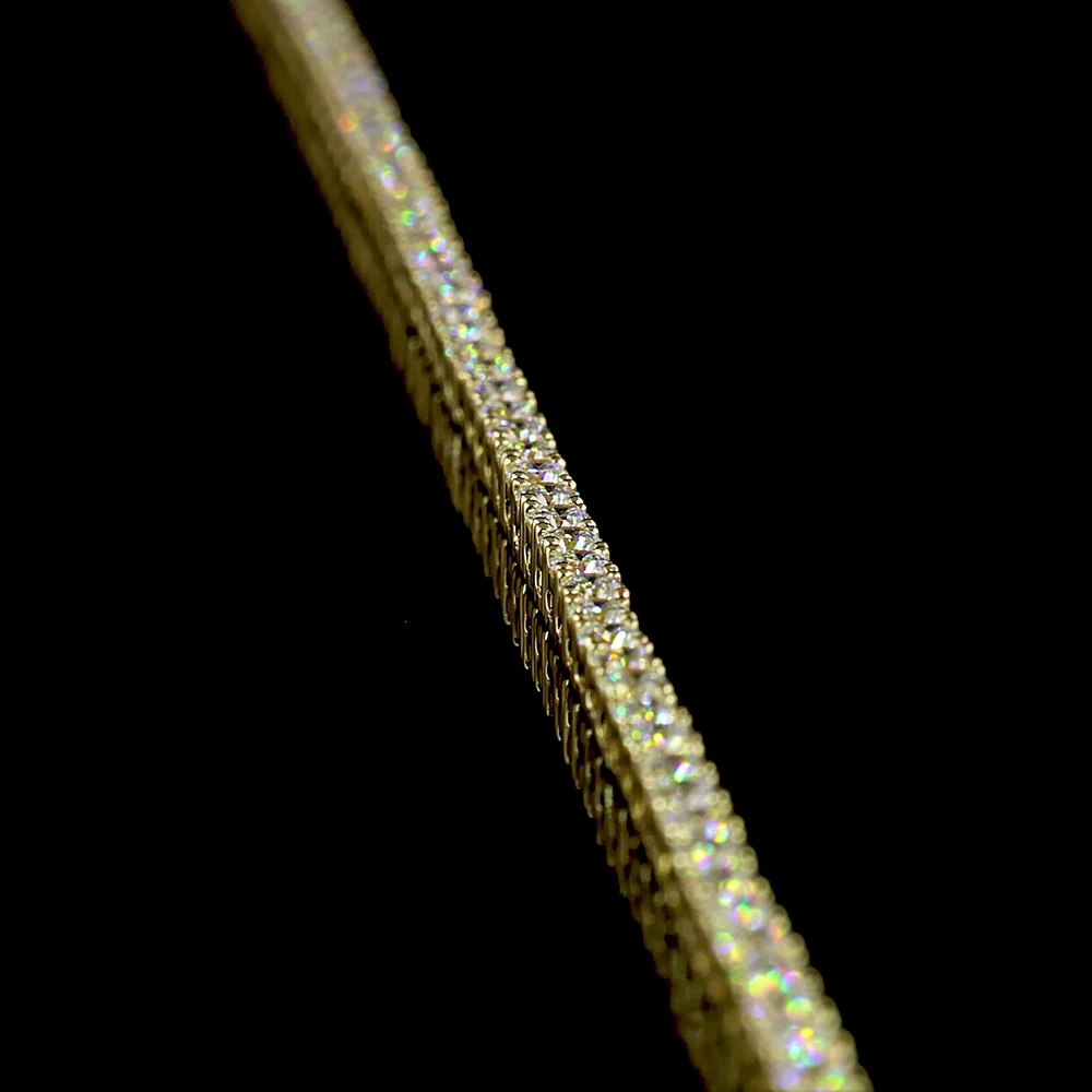 14K Yellow Gold 16" Tennis Necklace with 210 Prong Set Round Lab Diamonds - 4.98 Carats Total Diamond Weight - Covaloro Fine Jewelry - Image 3