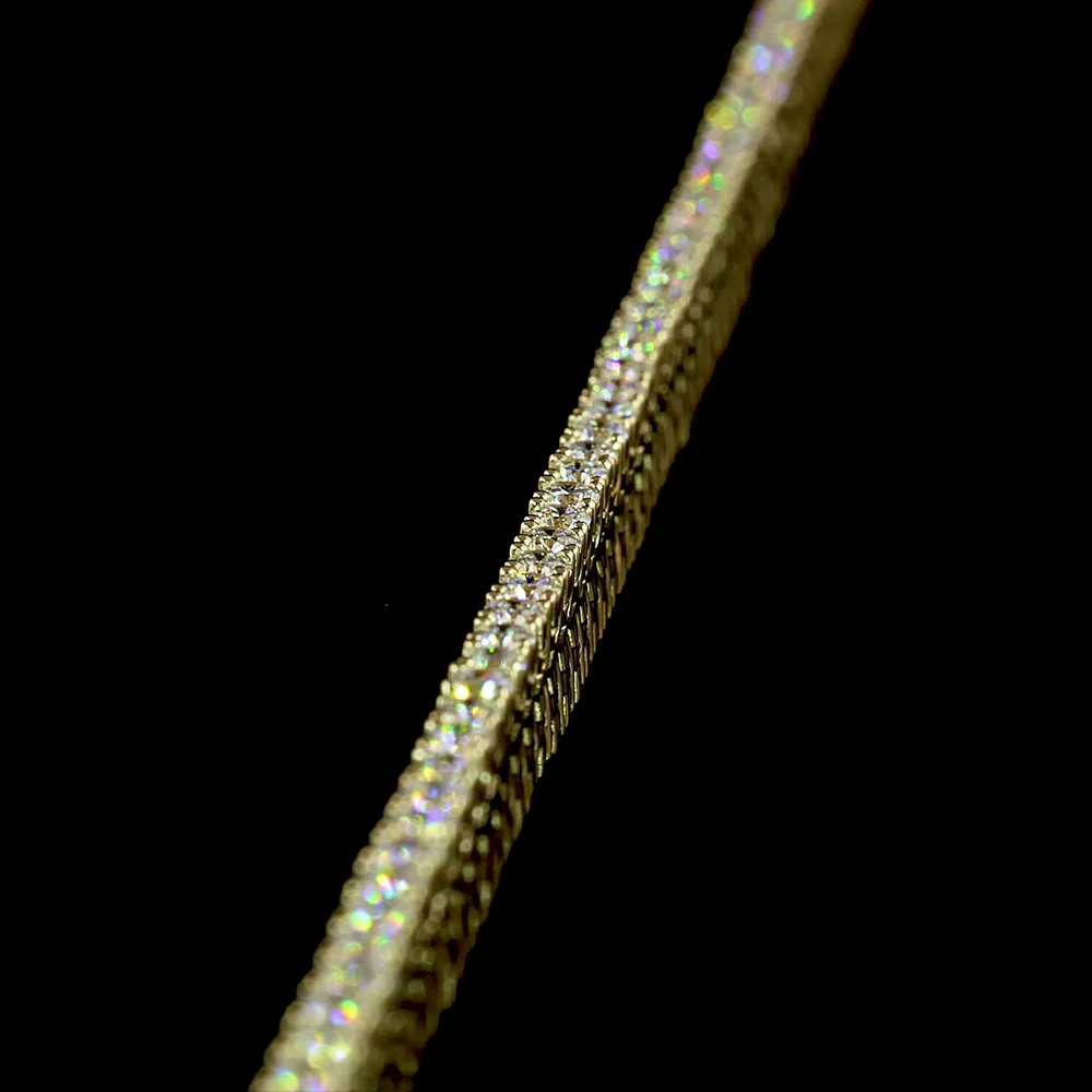 14K Yellow Gold 16" Tennis Necklace with 210 Prong Set Round Lab Diamonds - 4.98 Carats Total Diamond Weight - Covaloro Fine Jewelry - Image 4