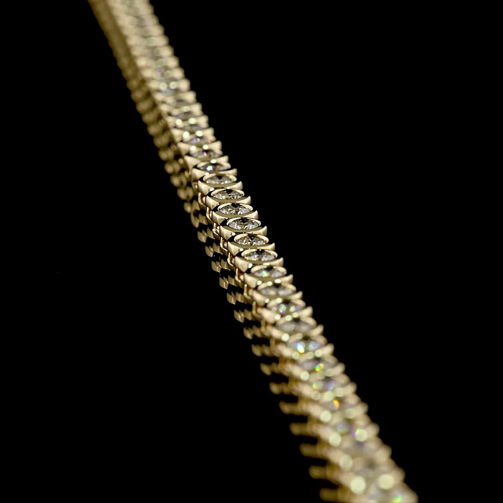 14K Yellow Gold 16" Tennis Necklace with Bezel Set Round Lab Diamonds - 10.54 Total Carat Weight E-F VS - Covaloro Fine Jewelry - Image 3