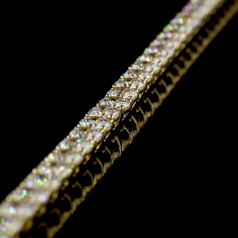 14K Yellow Gold 17.5" Tennis Necklace with 108 Prong-Set Round Lab Diamonds - 20.52 Carat Total Weight, E-F Color VS Clarity - Covaloro Fine Jewelry - Image 4