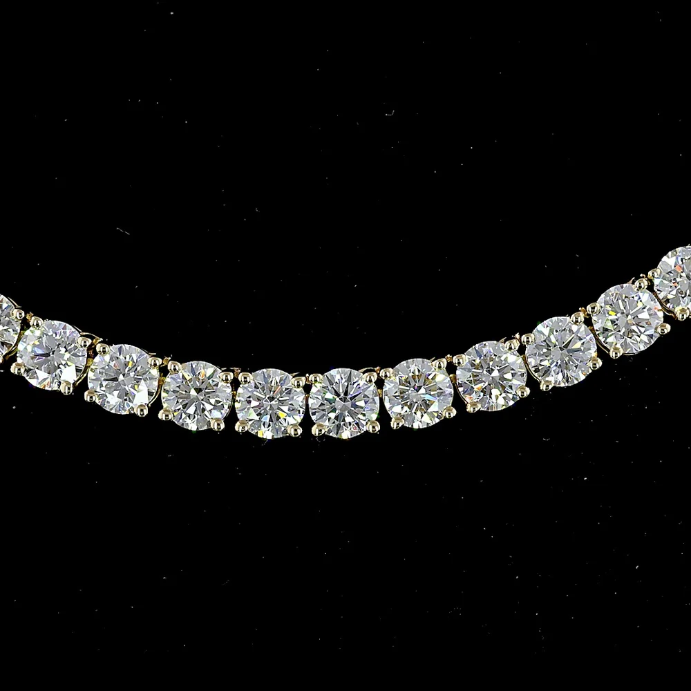 14K Yellow Gold 17.5" Tennis Necklace with 133 Round Brilliant Cut Lab Diamonds - 13.90 Carat Total Weight E-F VS - Covaloro Fine Jewelry - Image 2