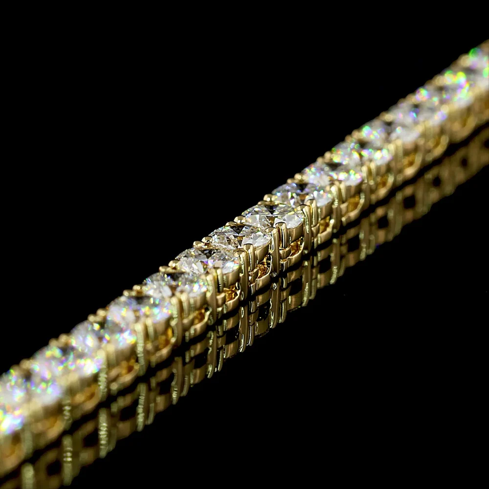 14K Yellow Gold 17.5" Tennis Necklace with 133 Round Brilliant Cut Lab Diamonds - 13.90 Carat Total Weight E-F VS - Covaloro Fine Jewelry - Image 3