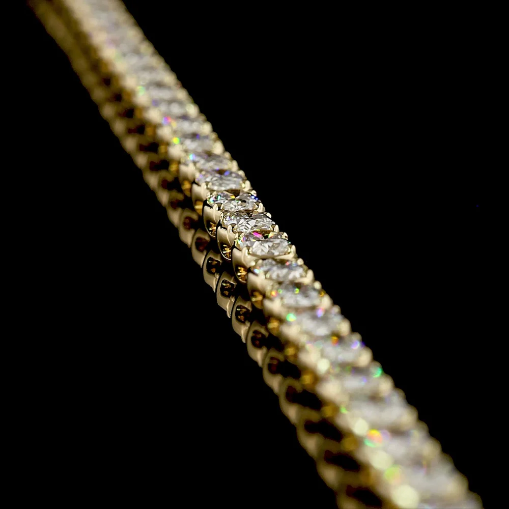 14K Yellow Gold 17.5" Tennis Necklace with East-West Bezel-Prong Set Oval Lab Diamonds - 10.76 Carat Total Weight - Covaloro Fine Jewelry - Image 3