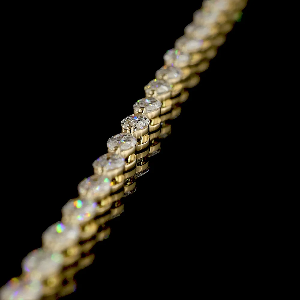 14K Yellow Gold 17.5" Tennis Necklace with East-West Set Marquise Cut Lab Diamonds - 8.51 Carat Total Weight, E-F Color VS1 Clarity - Covaloro Fine Jewelry - Image 4