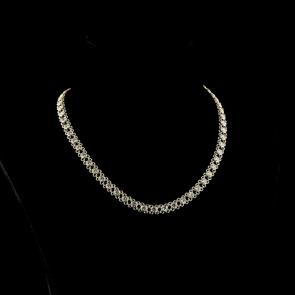 14K Yellow Gold 17-Inch Station Necklace with Bezel Set Round Lab Grown Diamonds - 12.84 Carat Total Weight - Covaloro Fine Jewelry