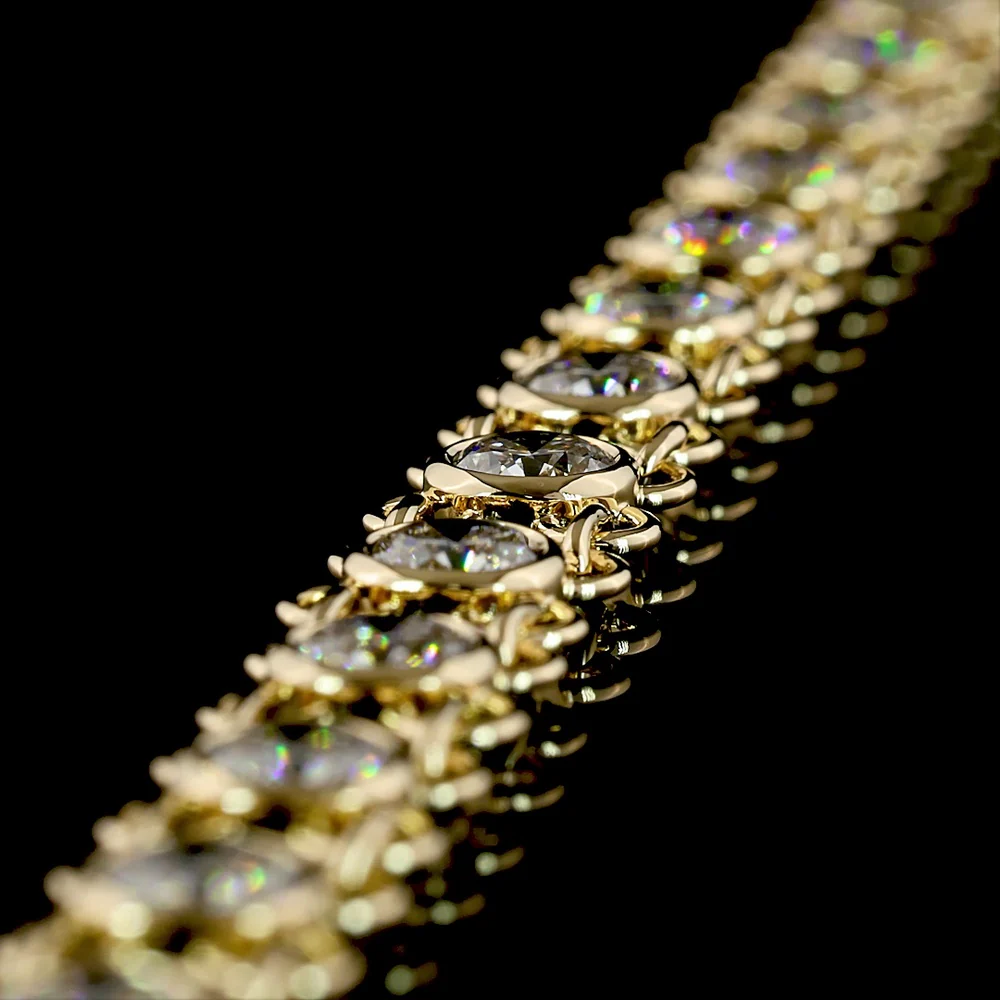 14K Yellow Gold 17-Inch Station Necklace with Bezel Set Round Lab Grown Diamonds - 12.84 Carat Total Weight - Covaloro Fine Jewelry - Image 4
