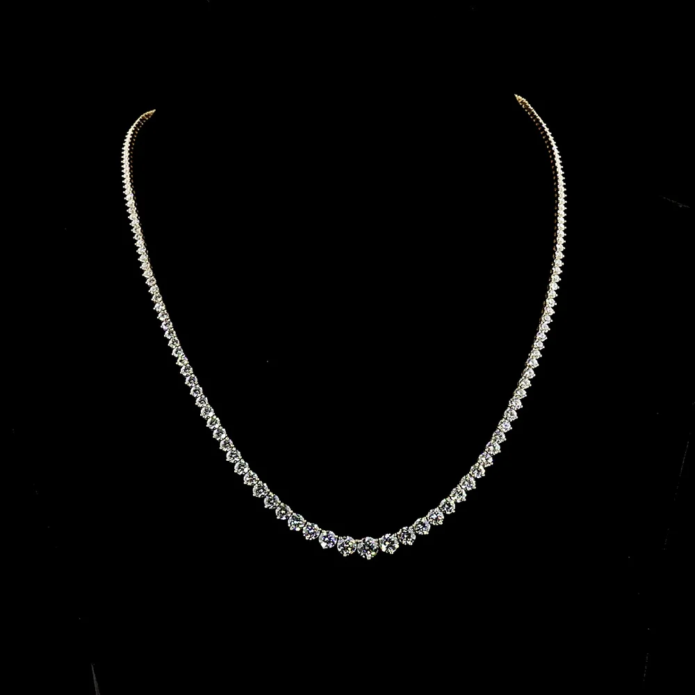 14K Yellow Gold 17" Riviera Necklace with Graduating Round Lab Diamonds - 11.77 Carats Total Diamond Weight - Covaloro Fine Jewelry