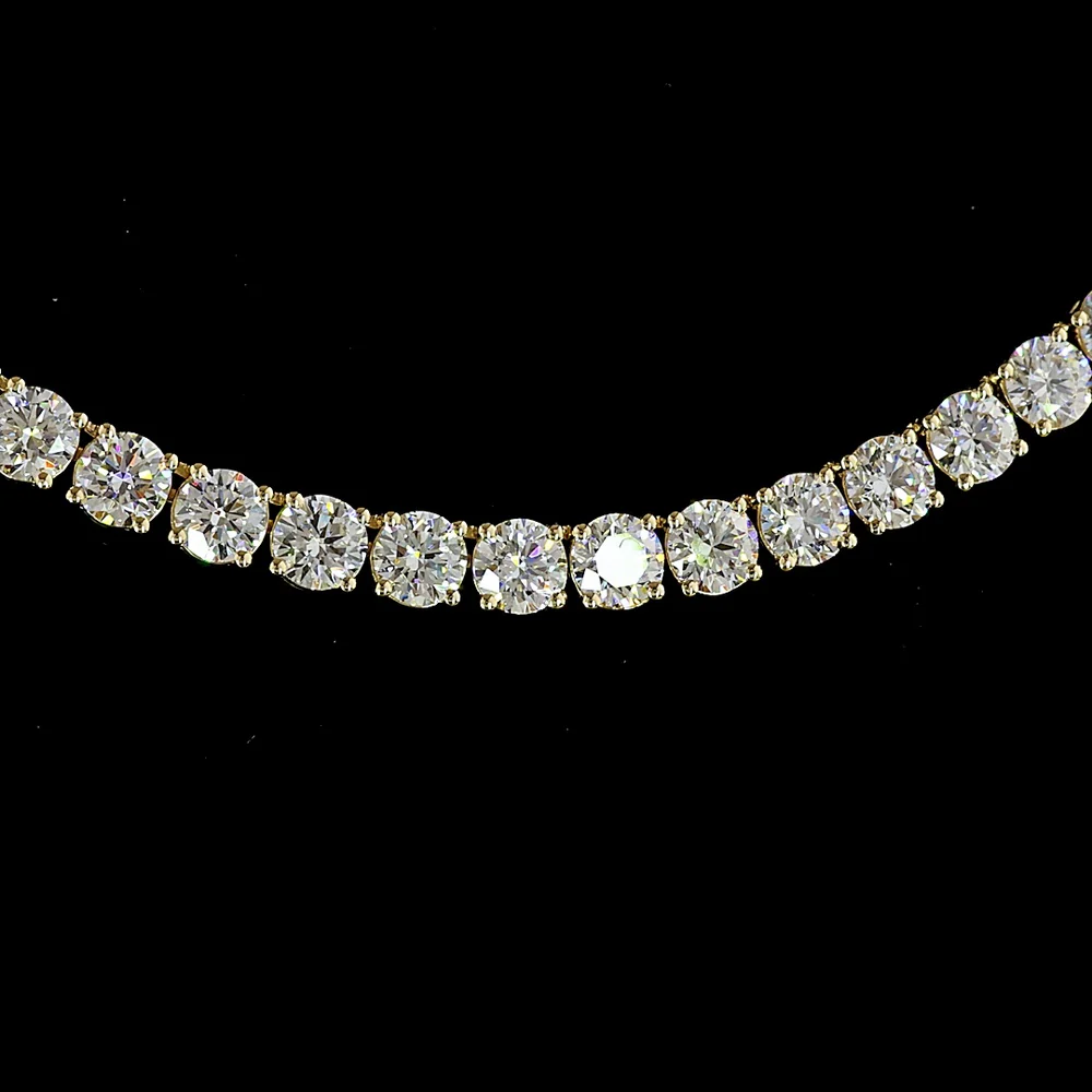 14K Yellow Gold 17" Tennis Necklace with 103 Prong Set Round Lab Grown Diamonds - 10.59 Carat Total Diamond Weight - Covaloro Fine Jewelry - Image 2