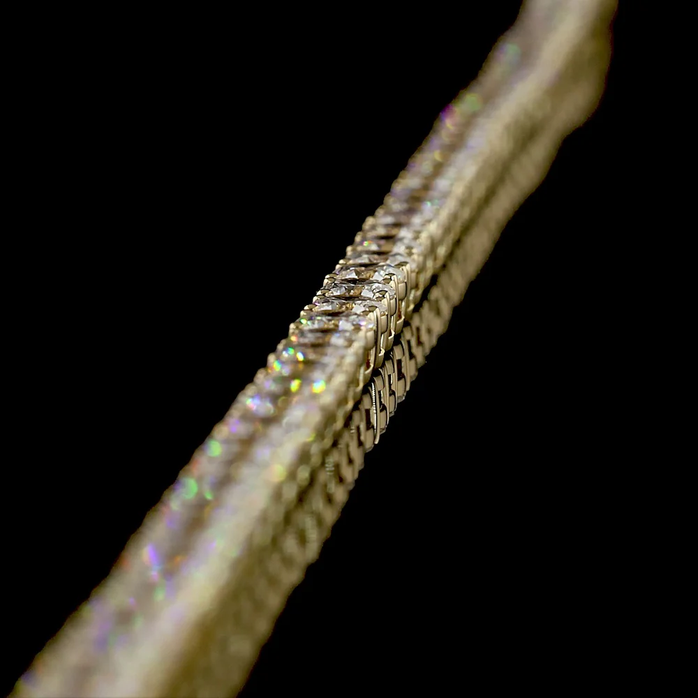 14K Yellow Gold 17" Tennis Necklace with 103 Prong Set Round Lab Grown Diamonds - 10.59 Carat Total Diamond Weight - Covaloro Fine Jewelry - Image 4