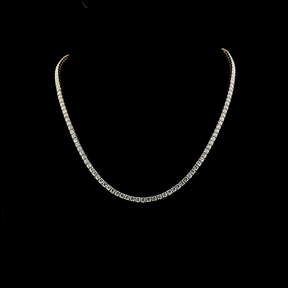 14K Yellow Gold 17" Tennis Necklace with 12.51 Carats of Round Lab Grown Diamonds in E-F VS1 Color and Clarity - Covaloro Fine Jewelry