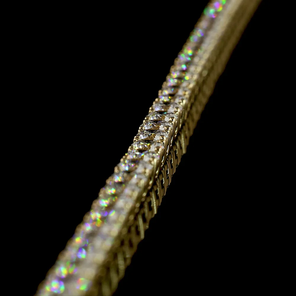 14K Yellow Gold 17" Tennis Necklace with 12.51 Carats of Round Lab Grown Diamonds in E-F VS1 Color and Clarity - Covaloro Fine Jewelry - Image 4