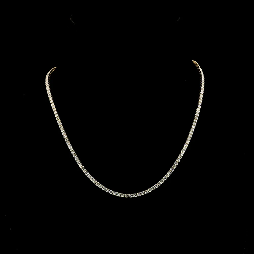 14K Yellow Gold 17" Tennis Necklace with 156 Round Lab Diamonds - 7.94 Carats Total Weight, E-F Color VS1 Clarity - Covaloro Fine Jewelry