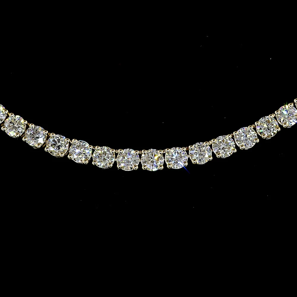 14K Yellow Gold 17" Tennis Necklace with 156 Round Lab Diamonds - 7.94 Carats Total Weight, E-F Color VS1 Clarity - Covaloro Fine Jewelry - Image 2