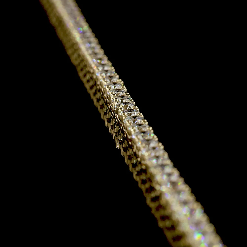 14K Yellow Gold 17" Tennis Necklace with 156 Round Lab Diamonds - 7.94 Carats Total Weight, E-F Color VS1 Clarity - Covaloro Fine Jewelry - Image 3