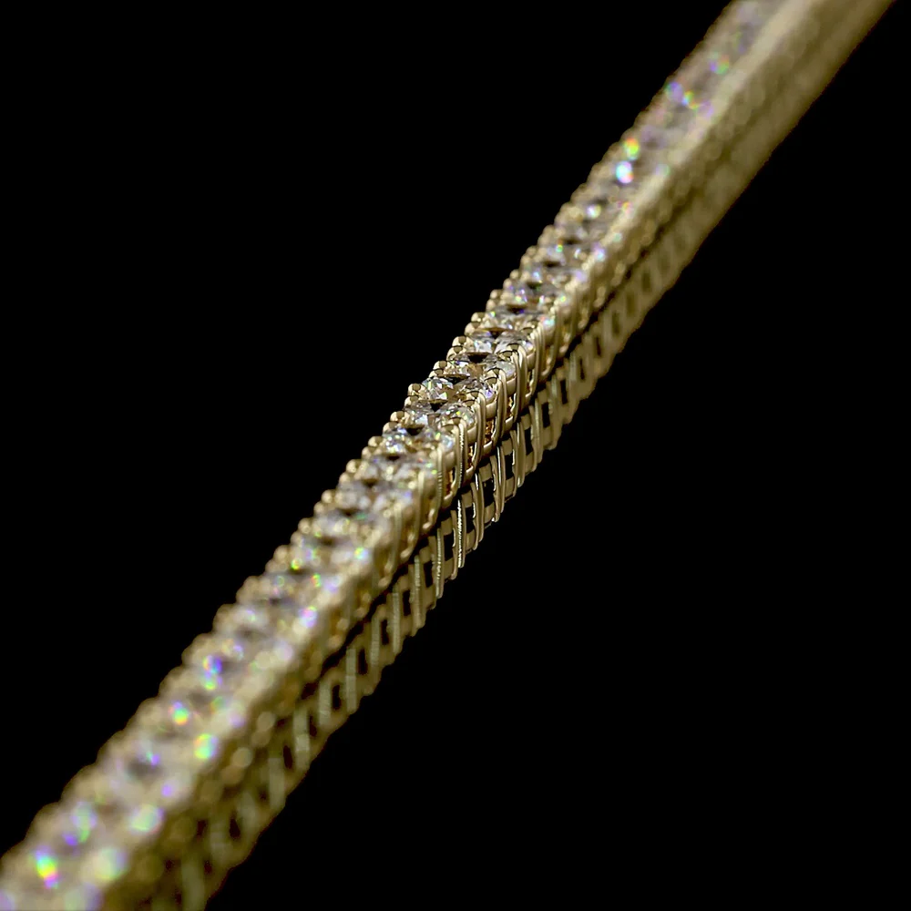 14K Yellow Gold 17" Tennis Necklace with 156 Round Lab Diamonds - 7.94 Carats Total Weight, E-F Color VS1 Clarity - Covaloro Fine Jewelry - Image 4