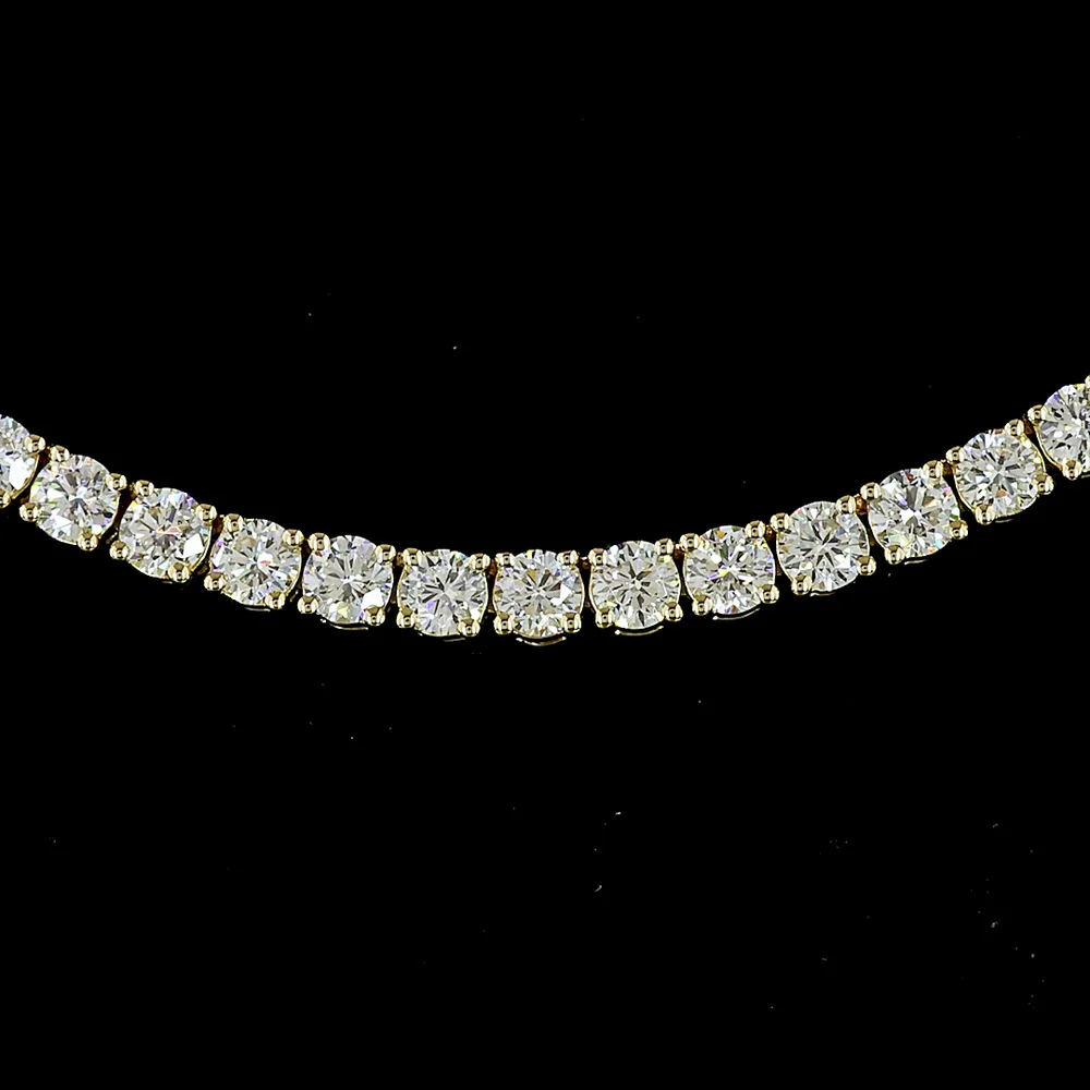 14K Yellow Gold 17" Tennis Necklace with 177 Round Brilliant Cut Lab Diamonds - 7.06 Carat Total Diamond Weight, E-F Color VS1 Clarity - Covaloro Fine Jewelry - Image 2