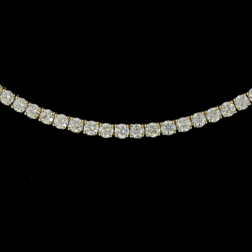 14K Yellow Gold 17" Tennis Necklace with 196 Round Brilliant Cut Lab Grown Diamonds - 5.52 Carat Total Weight E-F VS - Covaloro Fine Jewelry - Image 2
