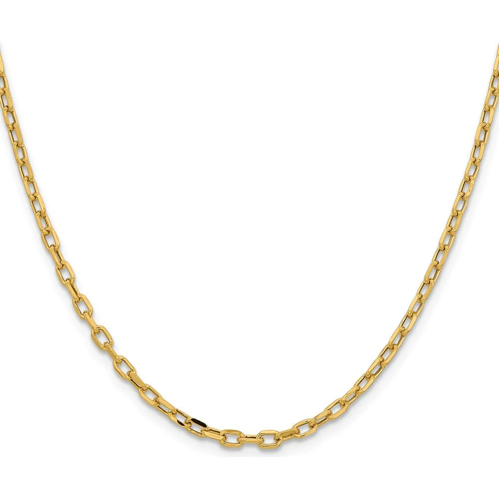 14K Yellow Gold 18" 3mm Semi-Solid Diamond-Cut Cable Chain Necklace with Lobster Clasp by Oro Pregiato - Image 2