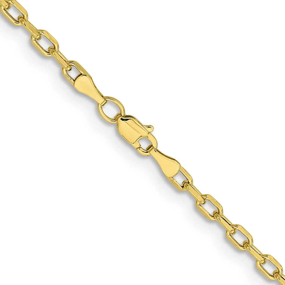 14K Yellow Gold 18" 3mm Semi-Solid Diamond-Cut Cable Chain Necklace with Lobster Clasp by Oro Pregiato - Image 3
