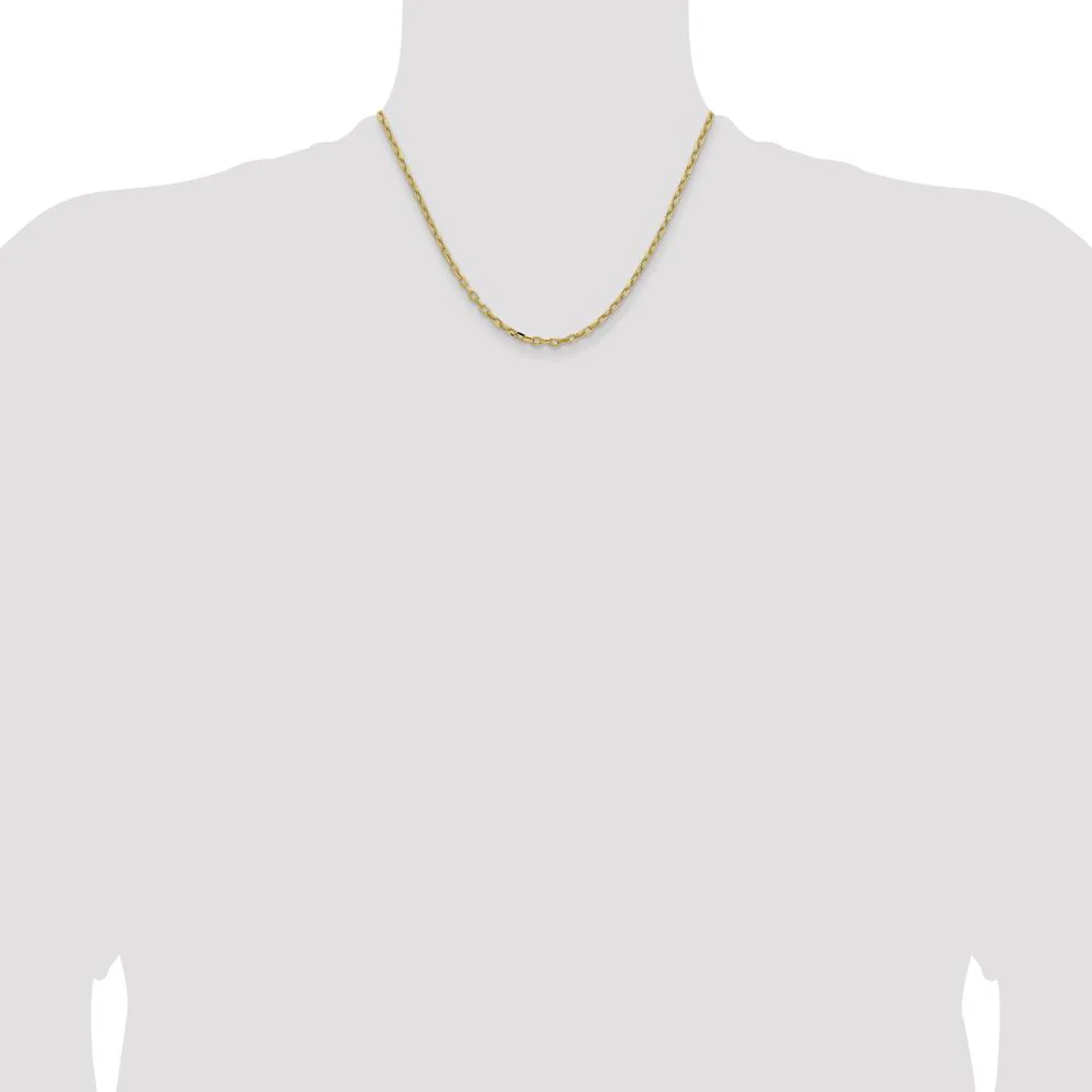 14K Yellow Gold 18" 3mm Semi-Solid Diamond-Cut Cable Chain Necklace with Lobster Clasp by Oro Pregiato - Image 4