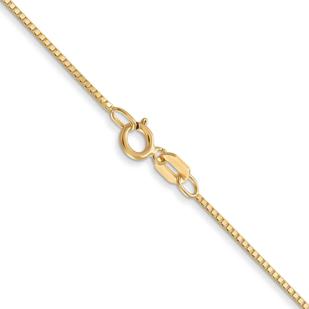 14K Yellow Gold 18" Box Chain Necklace with Spring Ring Clasp - 0.7mm Width by Oro Pregiato - Image 3