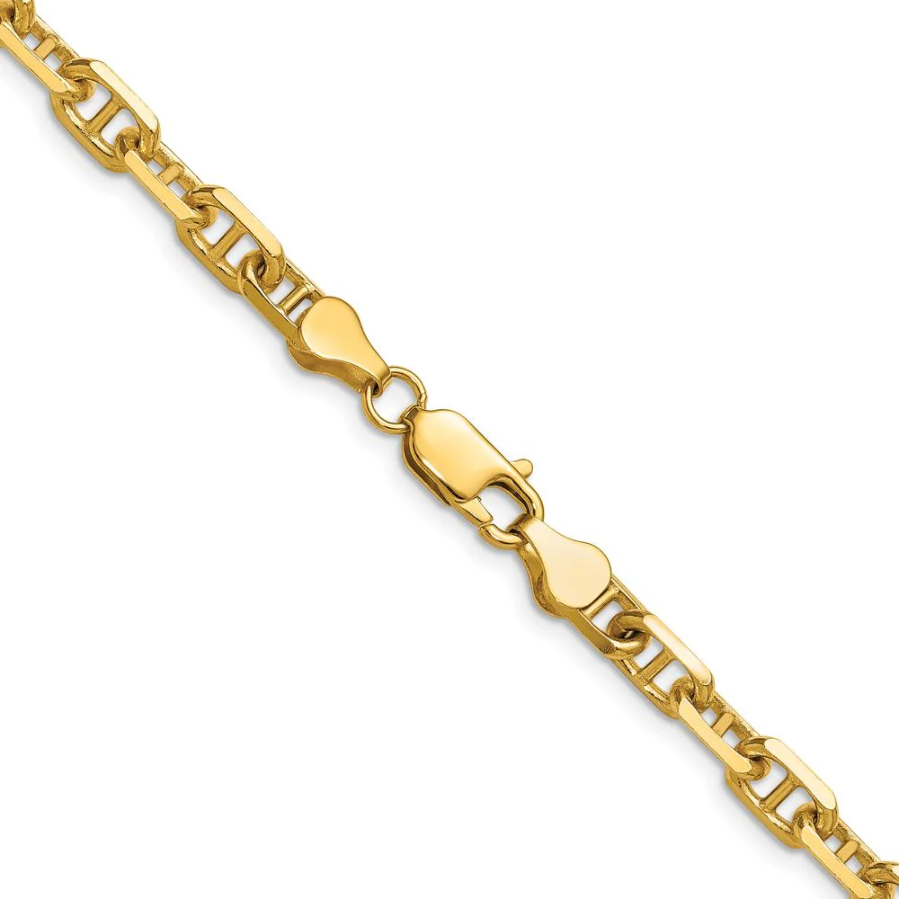 14K Yellow Gold 18" Diamond-Cut Mariner Anchor Chain Necklace by Oro Pregiato - Image 3