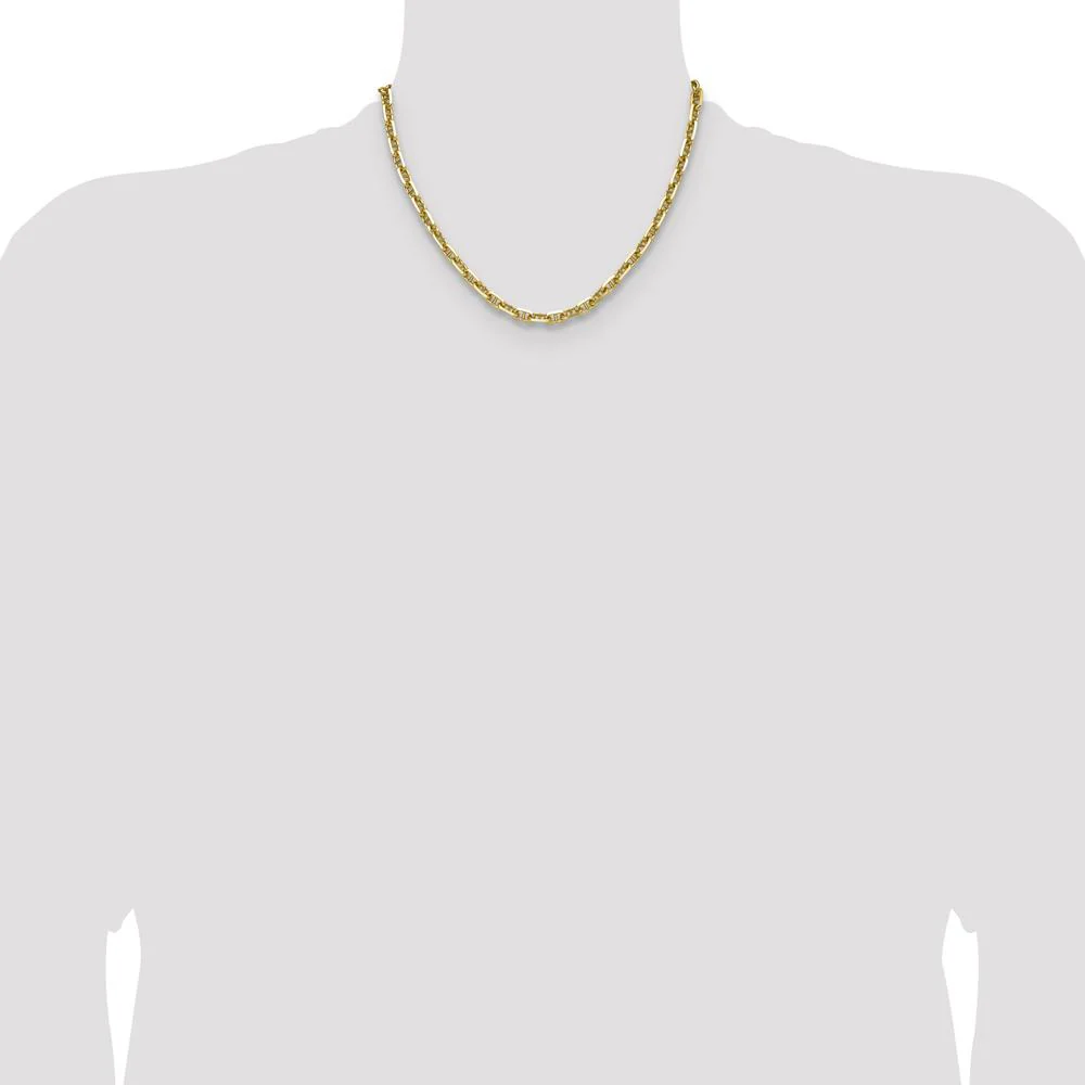 14K Yellow Gold 18" Diamond-Cut Mariner Anchor Chain Necklace by Oro Pregiato - Image 4