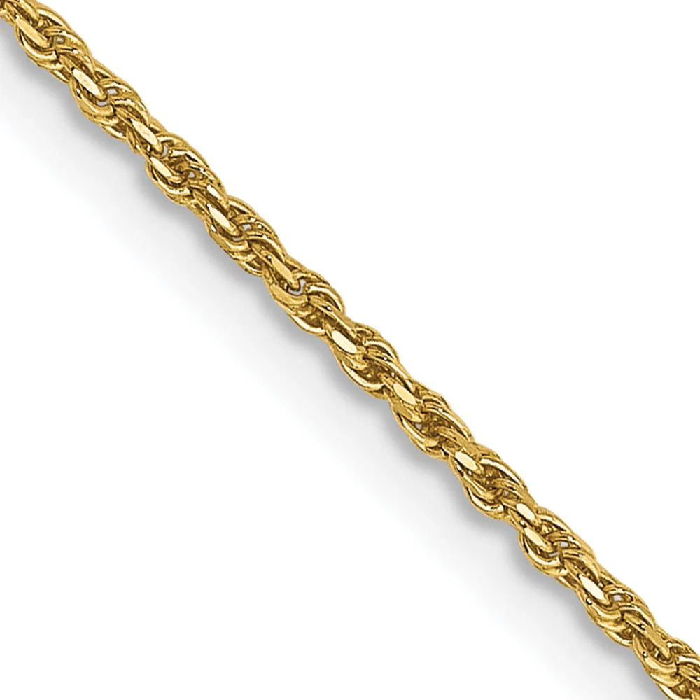 14K Yellow Gold 18" Diamond-Cut Rope Chain Necklace with Lobster Clasp - 1.15mm by Oro Pregiato