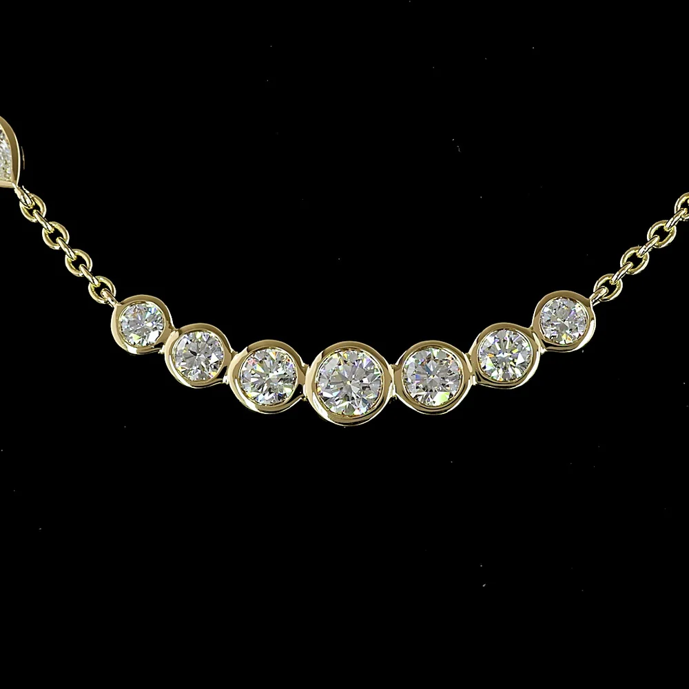 14K Yellow Gold 18" Mixed Shape Station Necklace with Bezel Set Lab Diamonds - 3.14 Carats Total Diamond Weight - Covaloro Fine Jewelry - Image 2