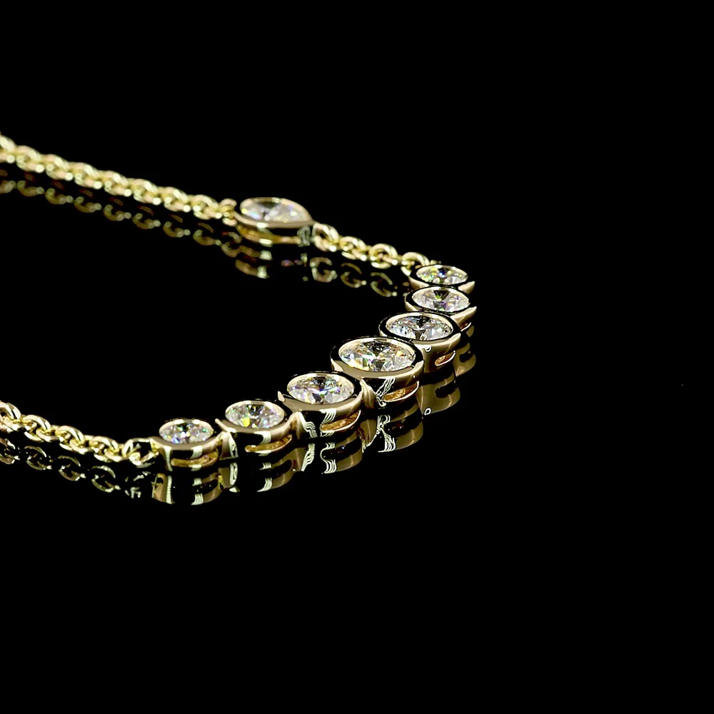 14K Yellow Gold 18" Mixed Shape Station Necklace with Bezel Set Lab Diamonds - 3.14 Carats Total Diamond Weight - Covaloro Fine Jewelry - Image 3