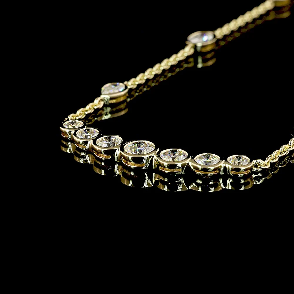 14K Yellow Gold 18" Mixed Shape Station Necklace with Bezel Set Lab Diamonds - 3.14 Carats Total Diamond Weight - Covaloro Fine Jewelry - Image 4