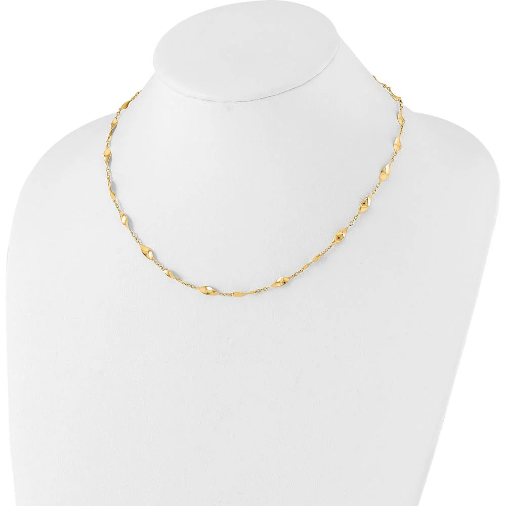 14K Yellow Gold 18" Polished Fancy Twisted Link Necklace by Oro Pregiato - Image 2