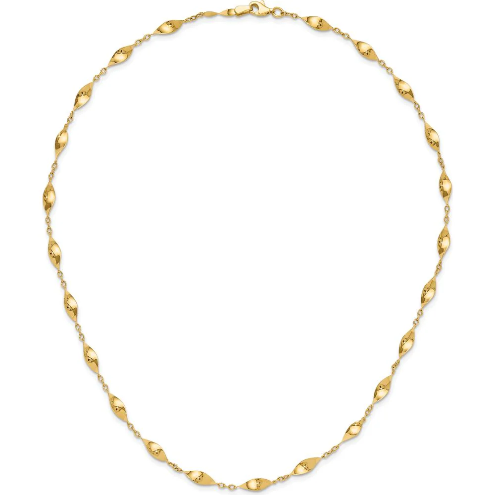 14K Yellow Gold 18" Polished Fancy Twisted Link Necklace by Oro Pregiato - Image 3