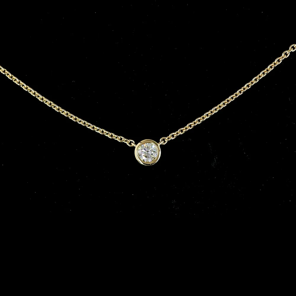14K Yellow Gold 18" Station Necklace with Bezel Set Round Lab Diamonds - 2.02 Carat Total Diamond Weight, E-F Color, VS1 Clarity - Covaloro Fine Jewelry - Image 2