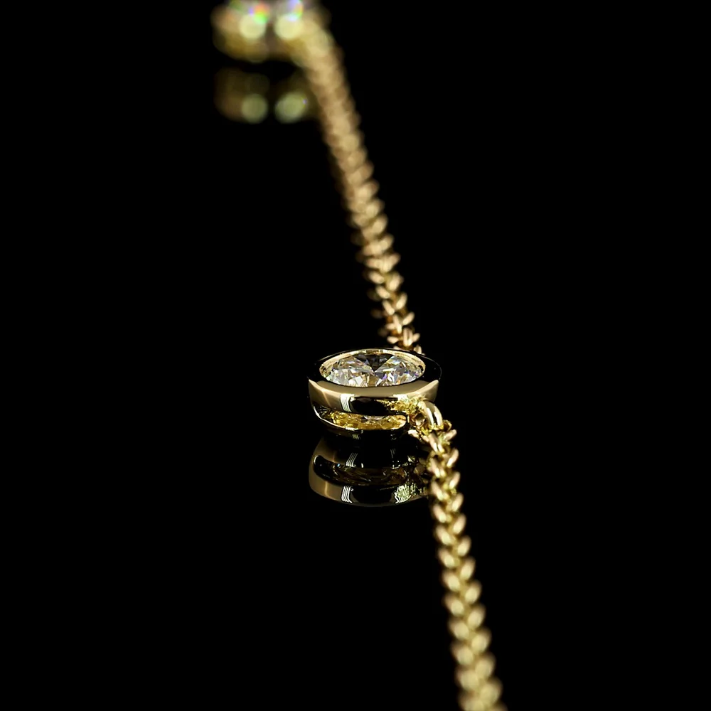 14K Yellow Gold 18" Station Necklace with Bezel Set Round Lab Diamonds - 2.02 Carat Total Diamond Weight, E-F Color, VS1 Clarity - Covaloro Fine Jewelry - Image 3