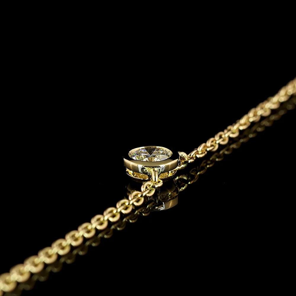 14K Yellow Gold 18" Station Necklace with Bezel Set Round Lab Diamonds - 2.02 Carat Total Diamond Weight, E-F Color, VS1 Clarity - Covaloro Fine Jewelry - Image 4