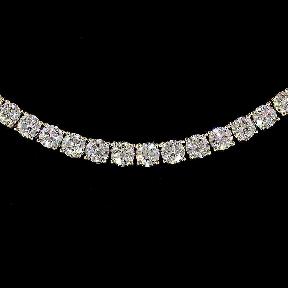 14K Yellow Gold 18" Tennis Necklace with 124 Prong-Set Round Lab Diamonds - 14.60 Carat Total Weight, E-F Color VS1 Clarity - Covaloro Fine Jewelry - Image 2