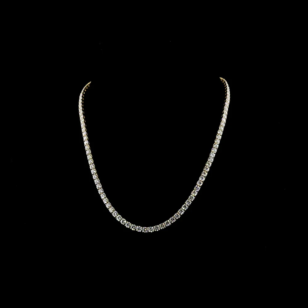 14K Yellow Gold 19.28 Carat Tennis Necklace with 109 Prong-Set Round Lab Diamonds - E-F Color VS1 Clarity - Covaloro Fine Jewelry