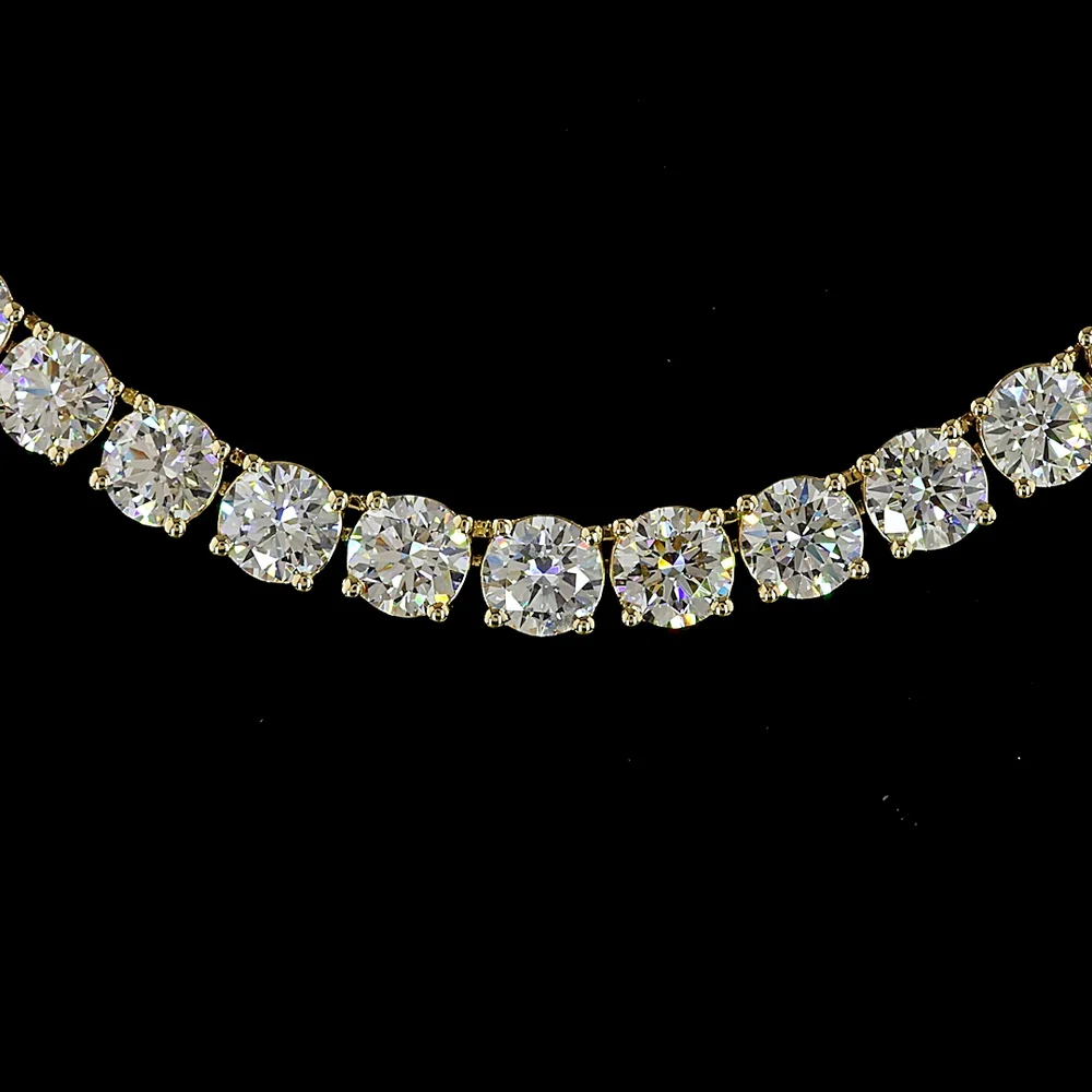 14K Yellow Gold 19.28 Carat Tennis Necklace with 109 Prong-Set Round Lab Diamonds - E-F Color VS1 Clarity - Covaloro Fine Jewelry - Image 2